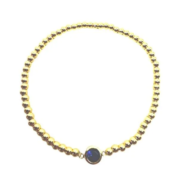 Beaded Bracelet With Bezel Stone: Blue (BG6465B)