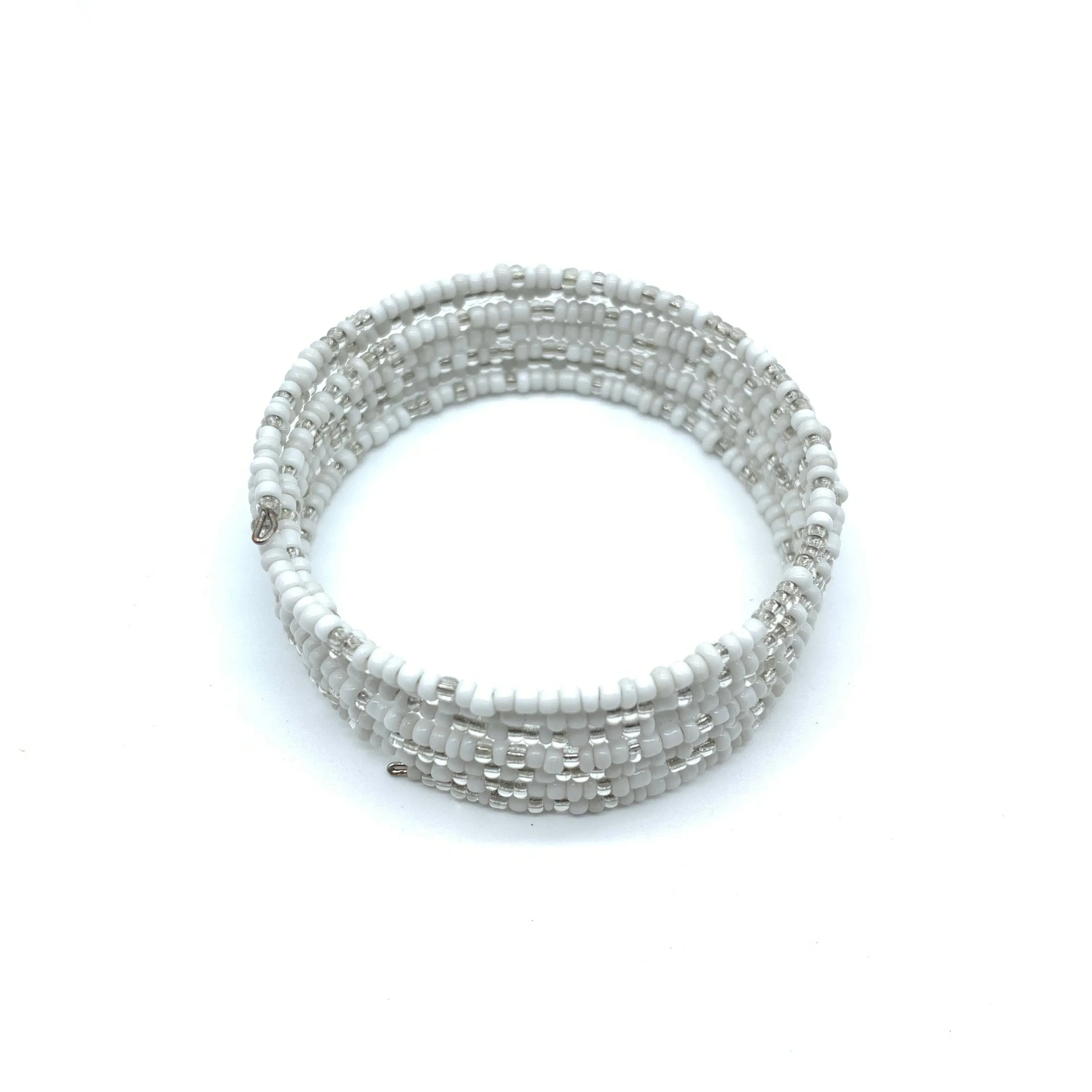 Beaded Coil Bracelet-White 3