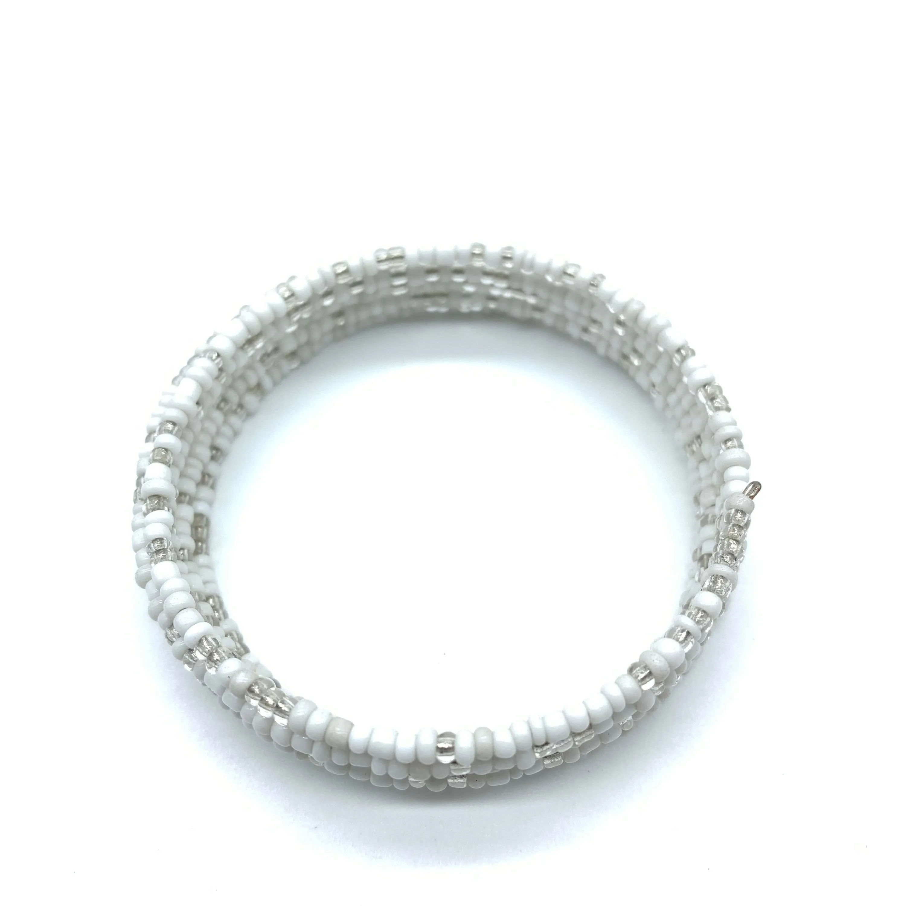 Beaded Coil Bracelet-White 3