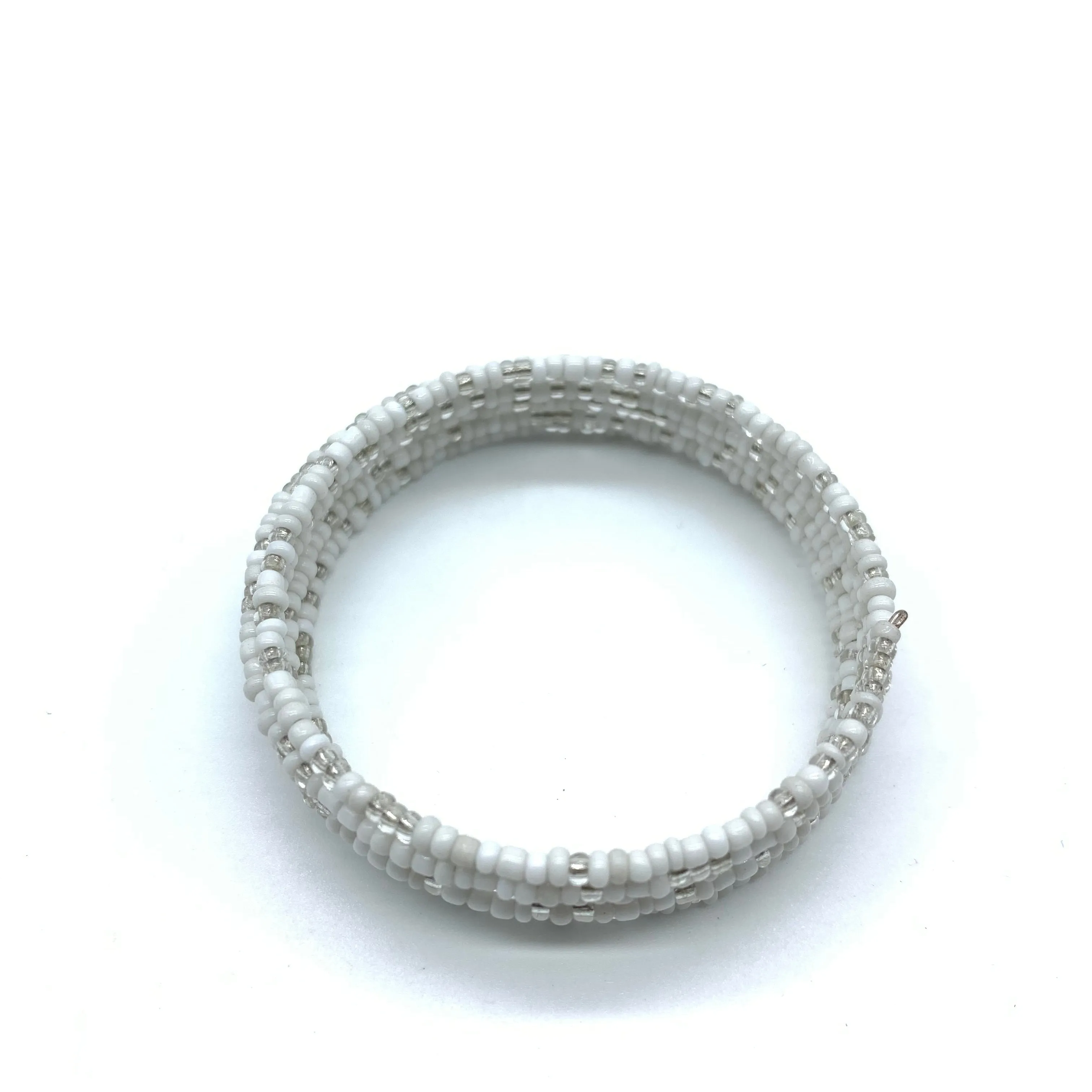 Beaded Coil Bracelet-White 3