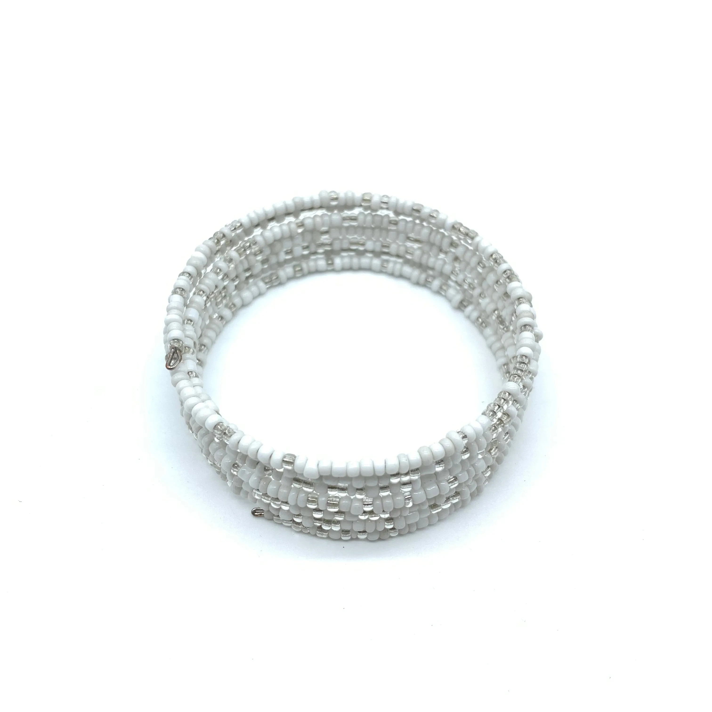 Beaded Coil Bracelet-White 3