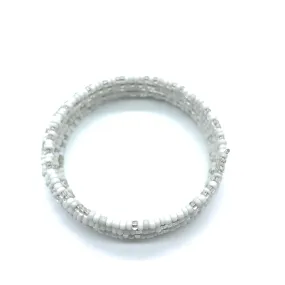 Beaded Coil Bracelet-White 3