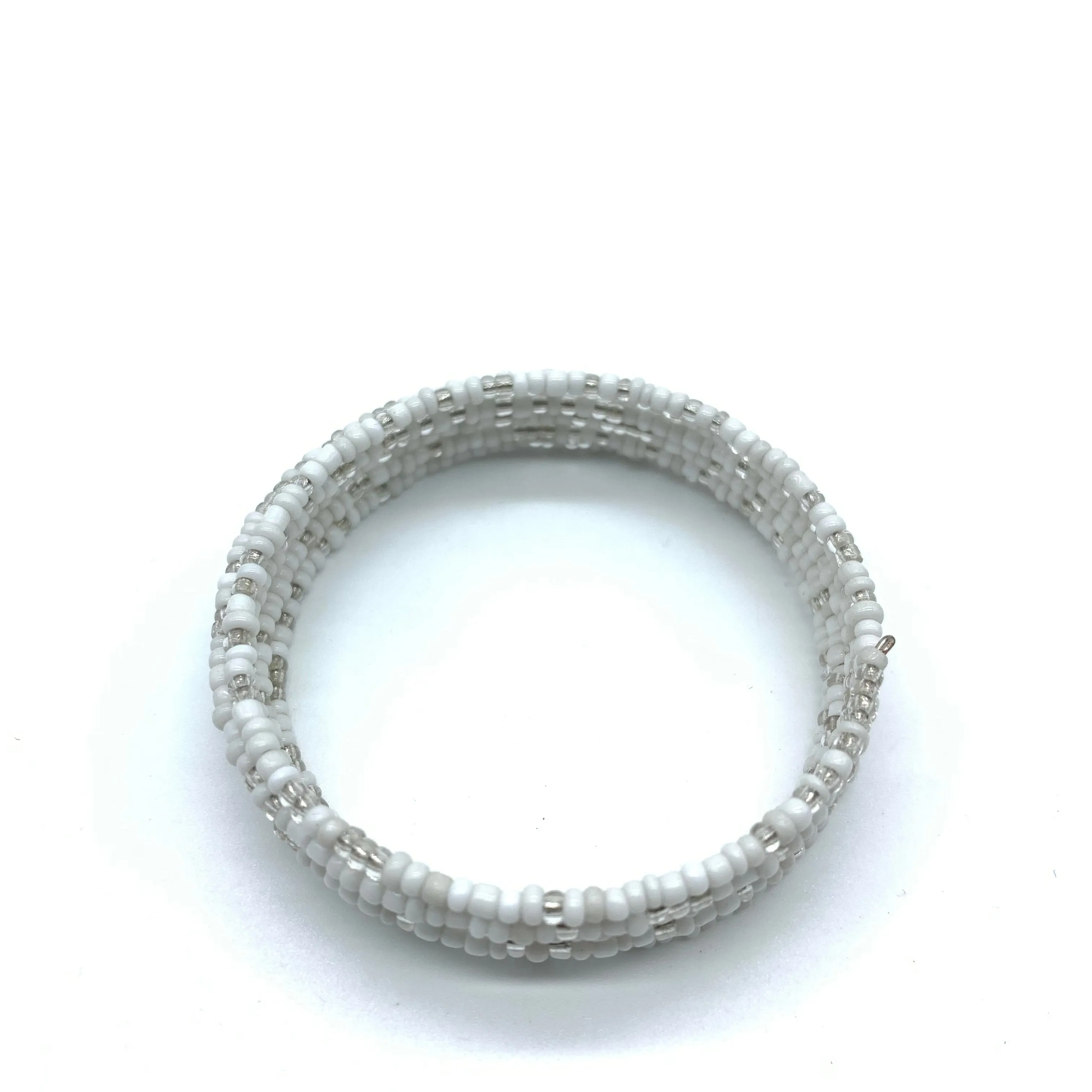 Beaded Coil Bracelet-White 3