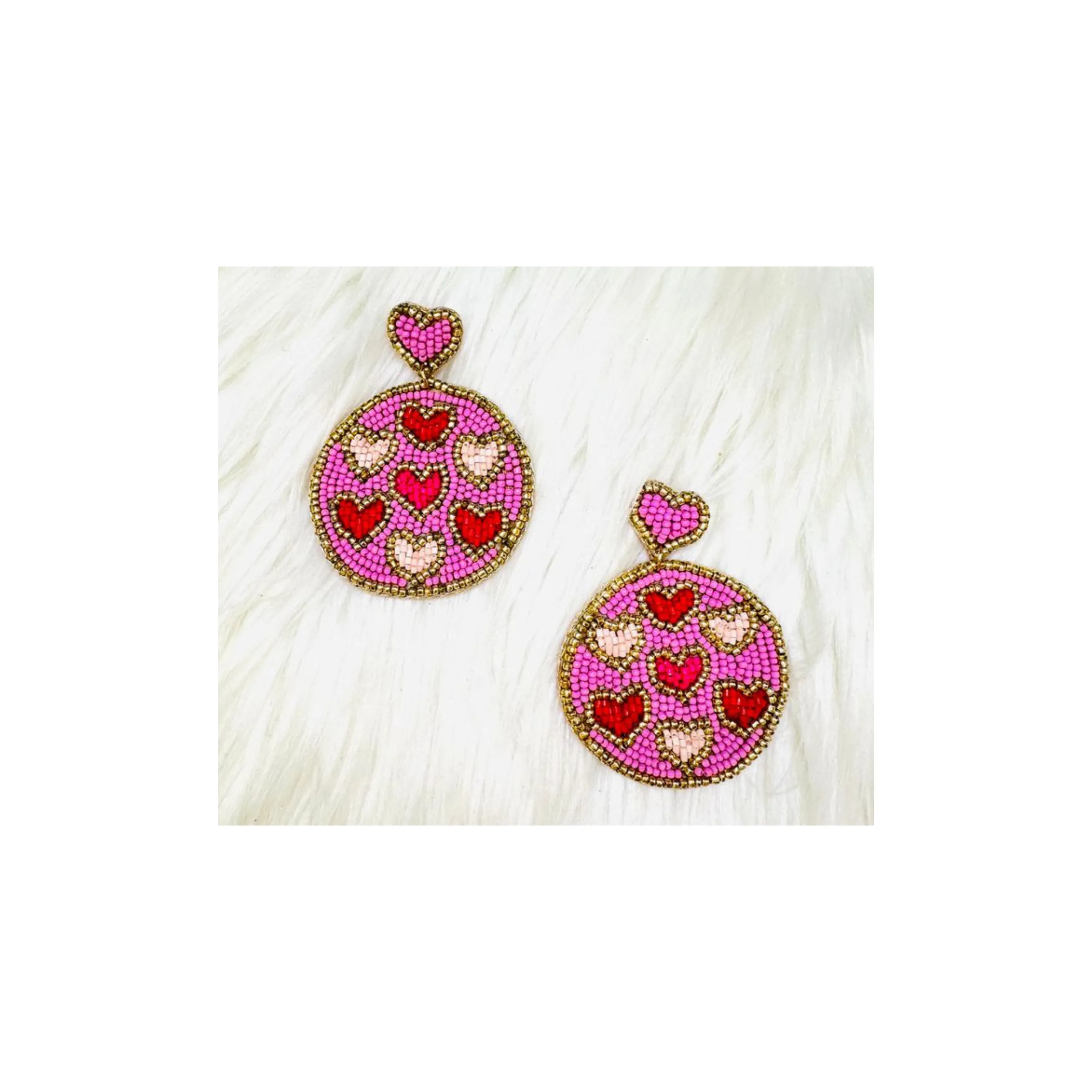 Beaded Heart Earrings