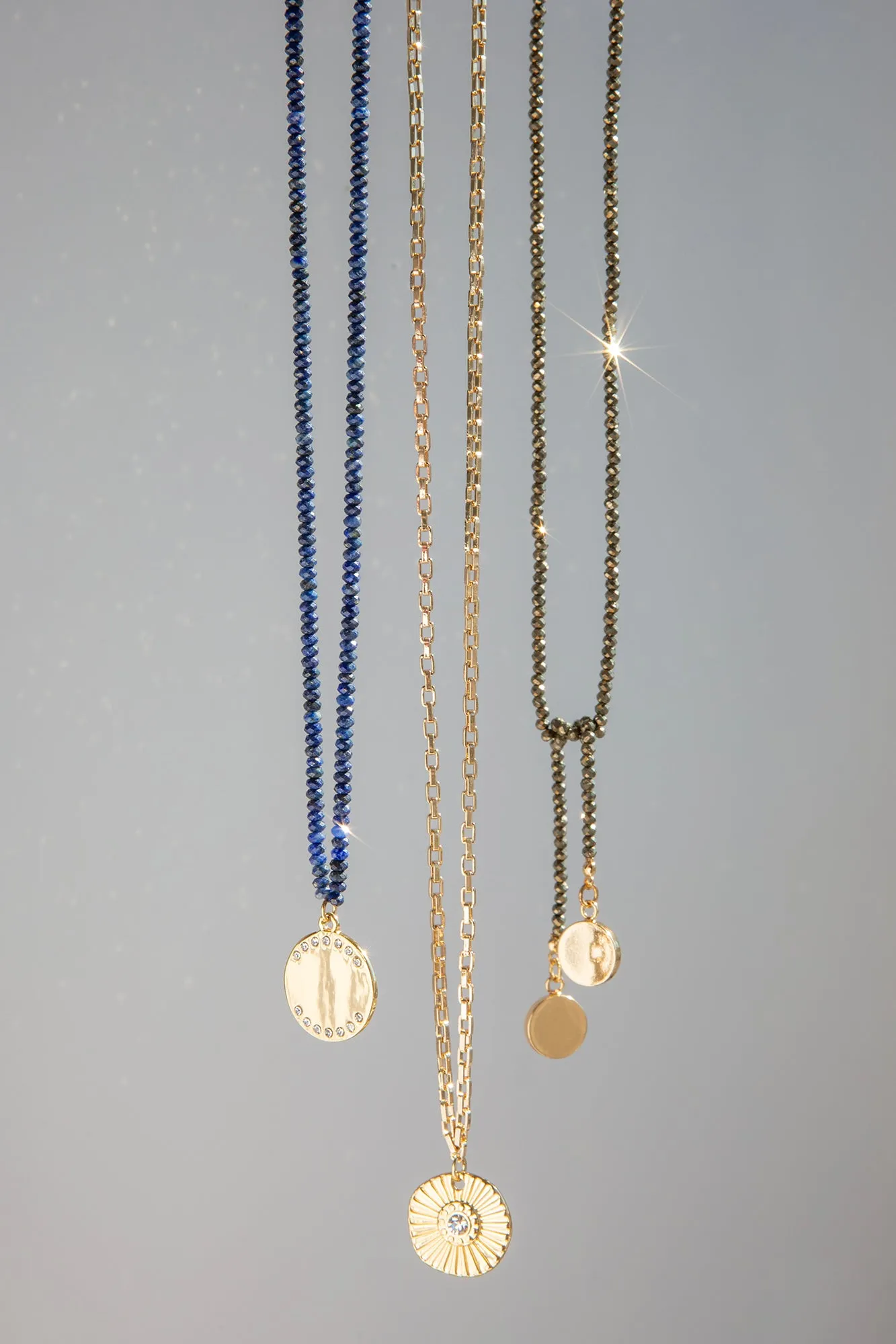 beaded necklace with coin charm