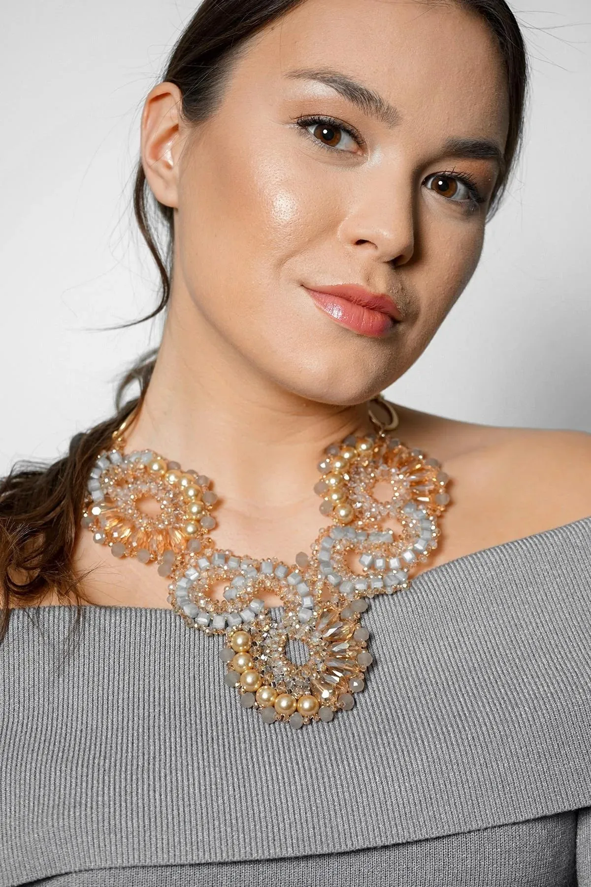 Beaded Pearl Chunky Statement Necklace