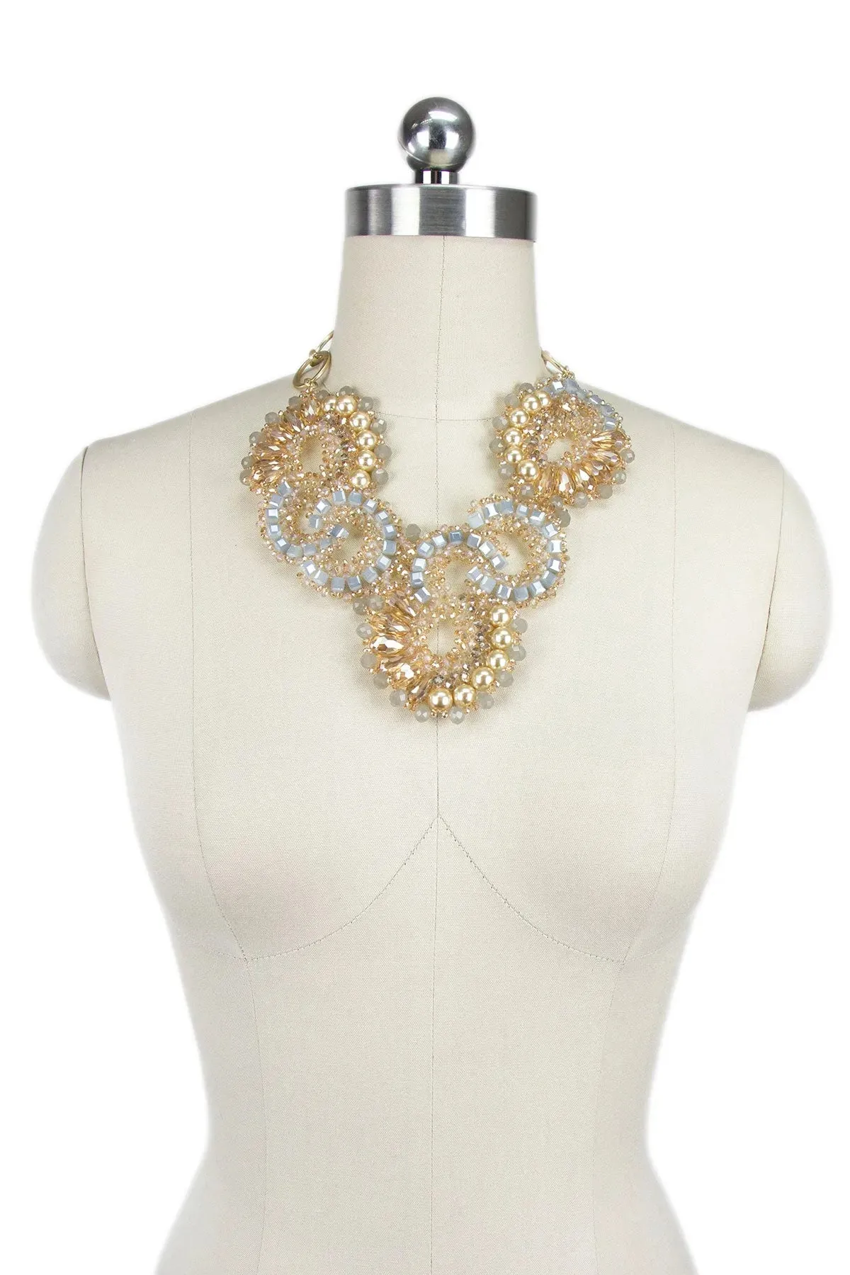 Beaded Pearl Chunky Statement Necklace