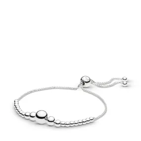 Beaded Sliding Silver Bracelet