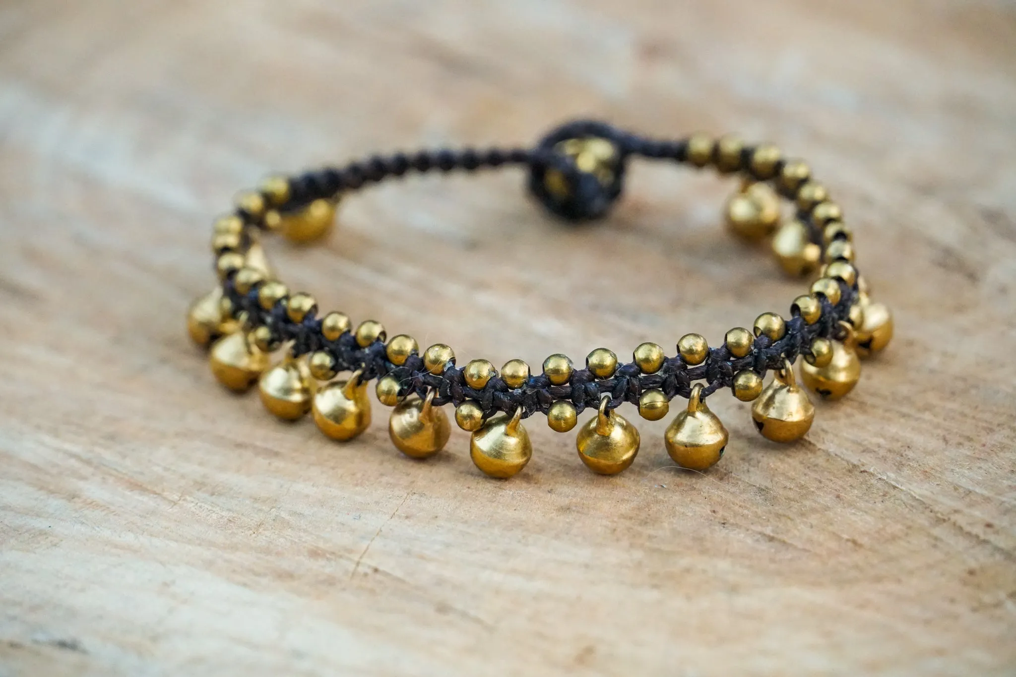 Bell Golden Chime Beaded Boho Brass Bracelet