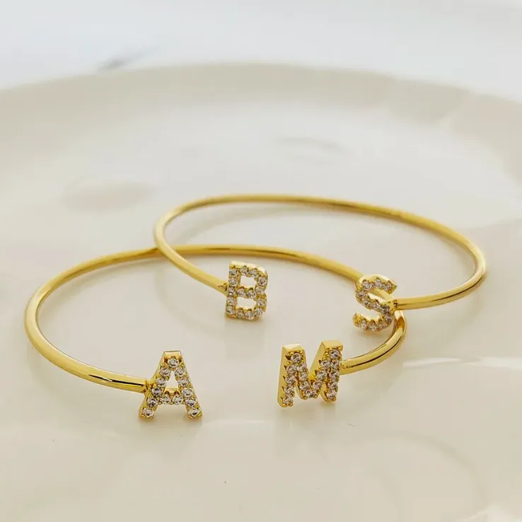 Bella Crystal Initial Bangle