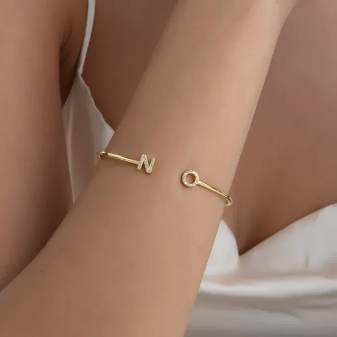 Bella Crystal Initial Bangle