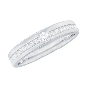 Bezel Set Diamond Unisex Wedding Band