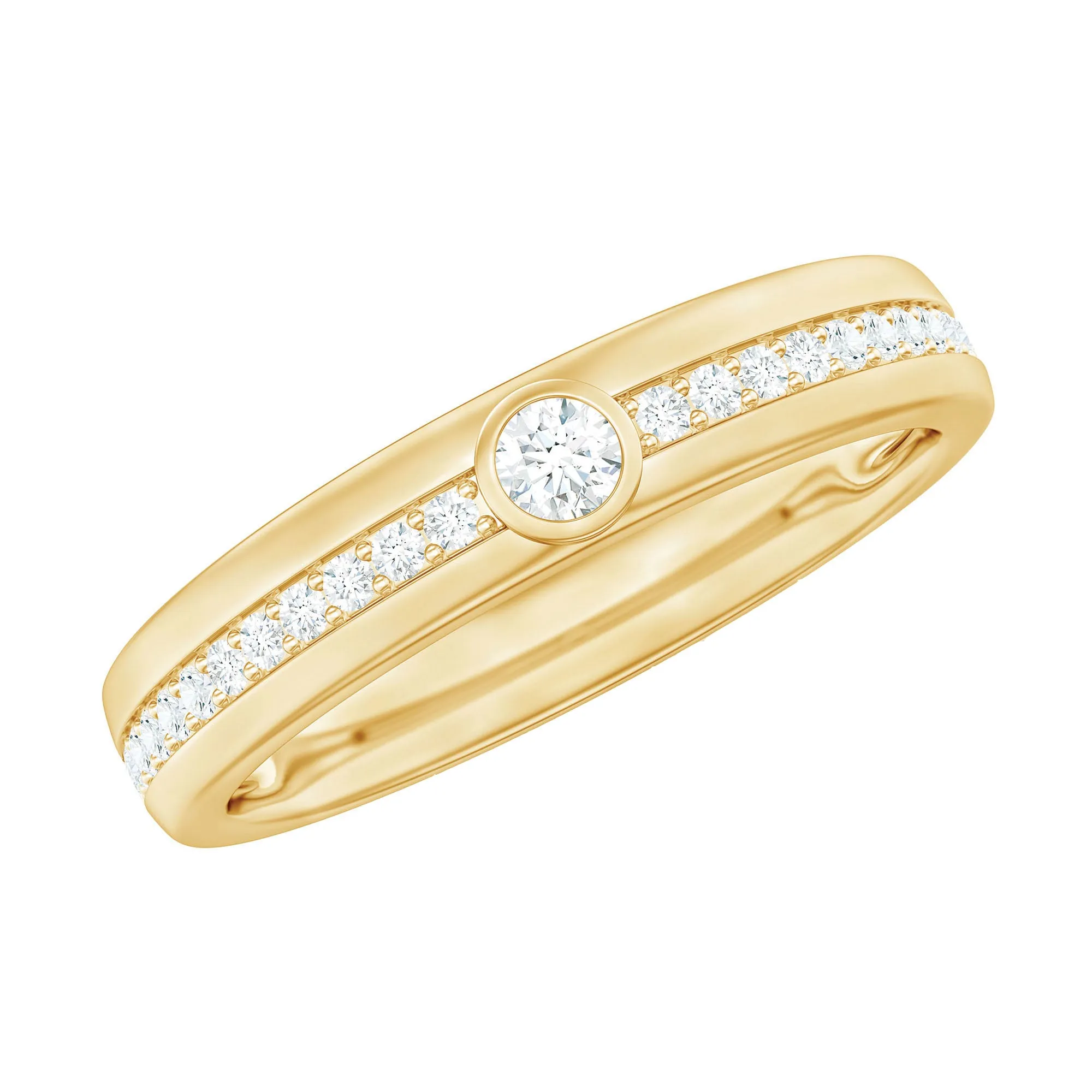 Bezel Set Diamond Unisex Wedding Band