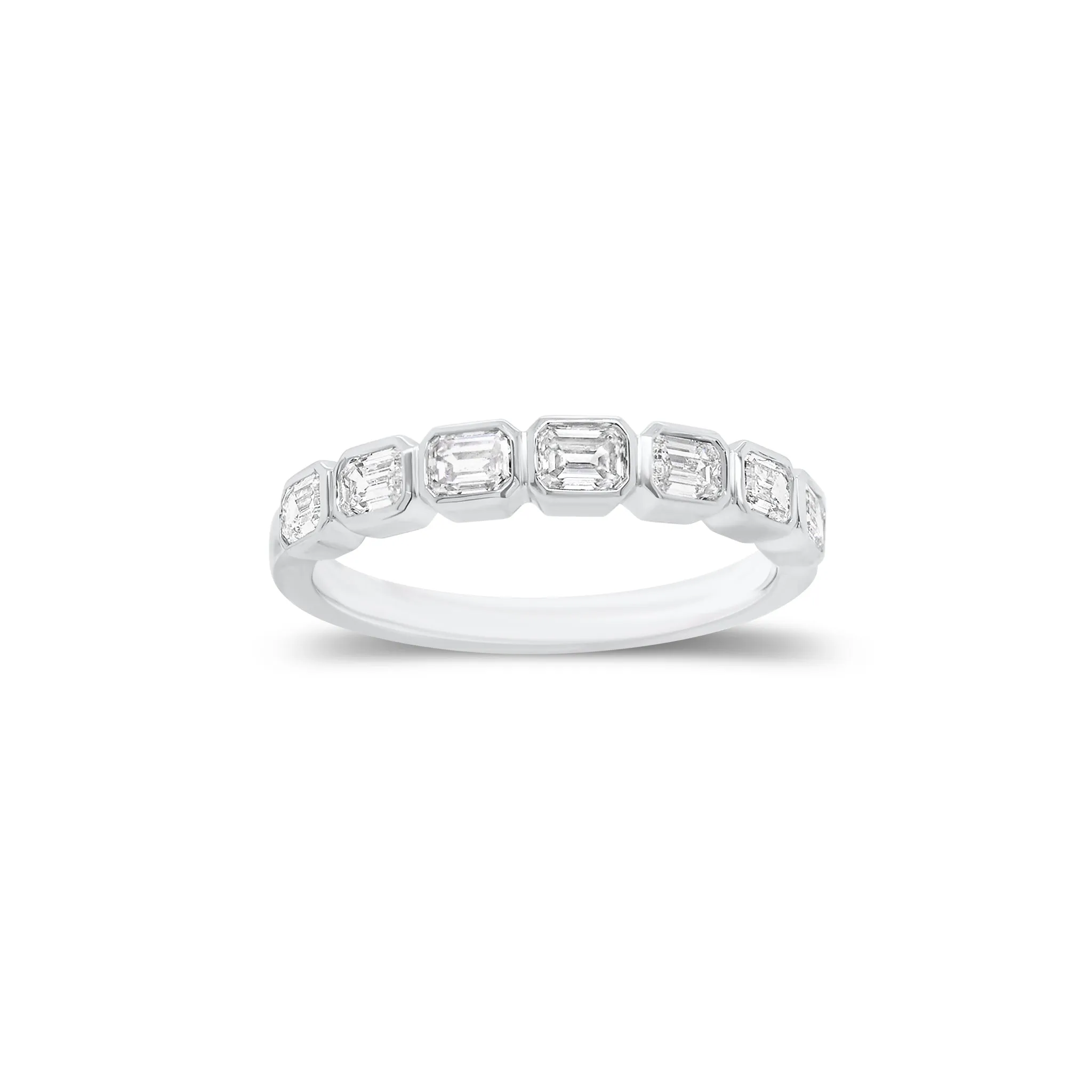 Bezel-Set Emerald Cut Diamond Wedding Band