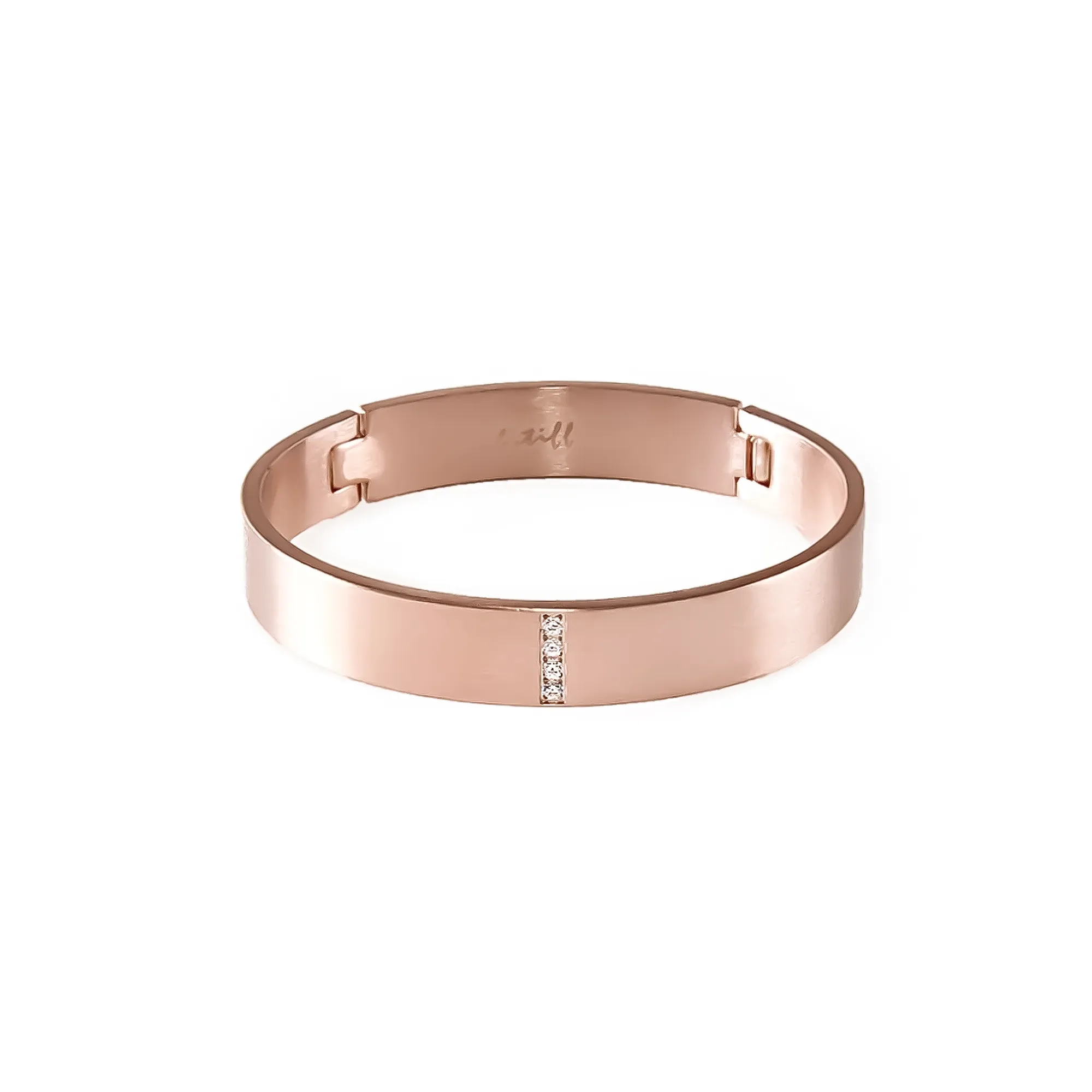 BG223RG B.Tiff 4-Stone Matte Rose Gold Wide Bangle Bracelet