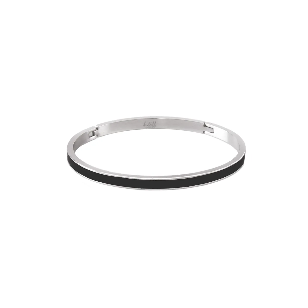 BG301WB B.Tiff "The Hamptons" Black Enamel Stainless Steel Bangle Bracelet