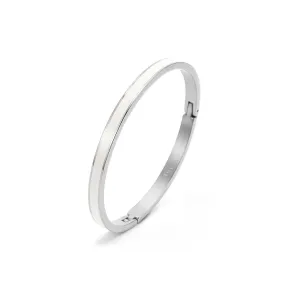 BG301WW B.Tiff "The Hamptons" White Enamel Stainless Steel Bangle Bracelet