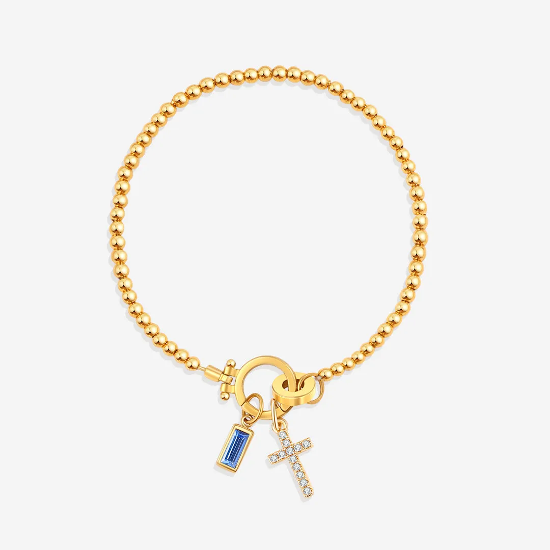 Birthstone Cross Charm Bracelet