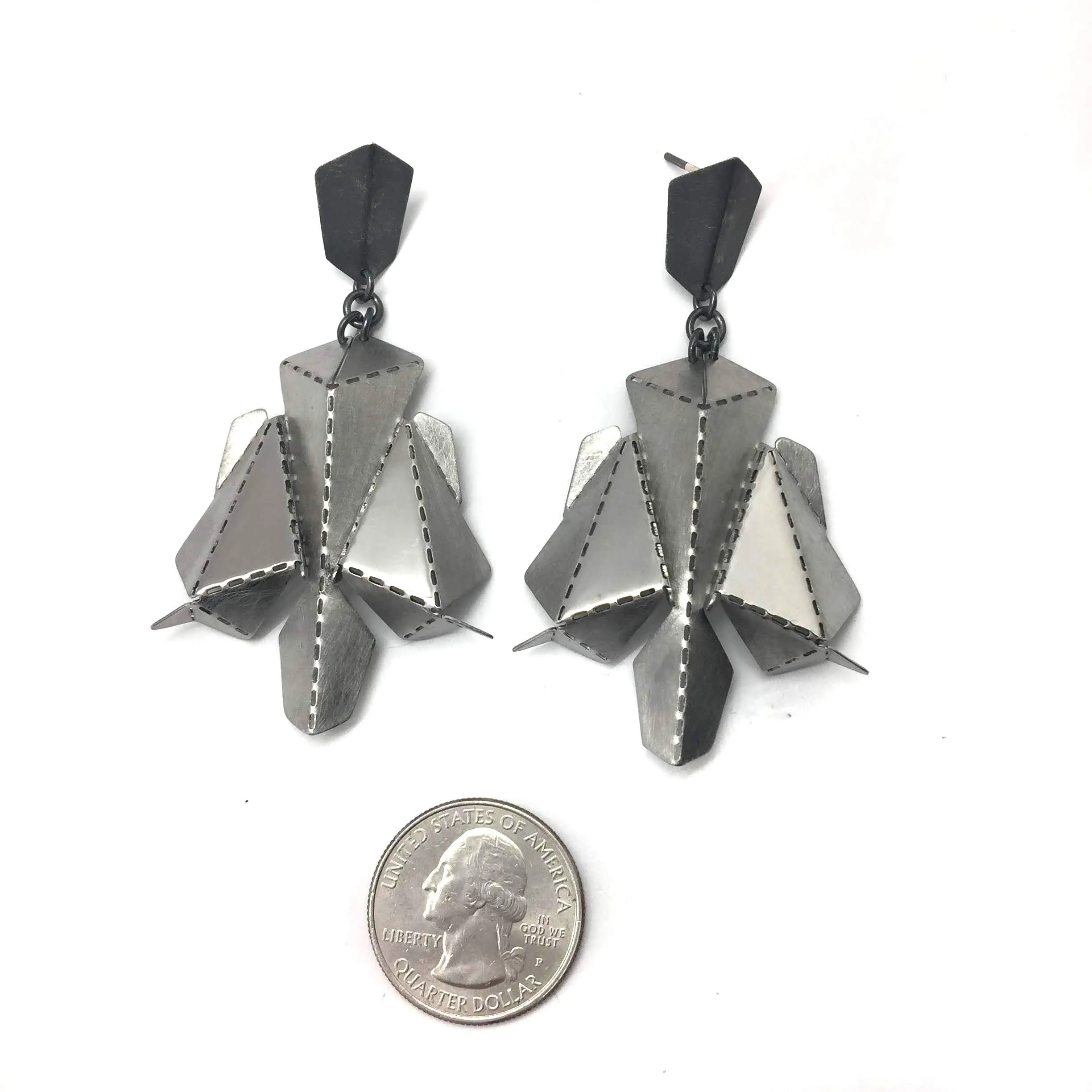 Black and Steel Origami Earrings