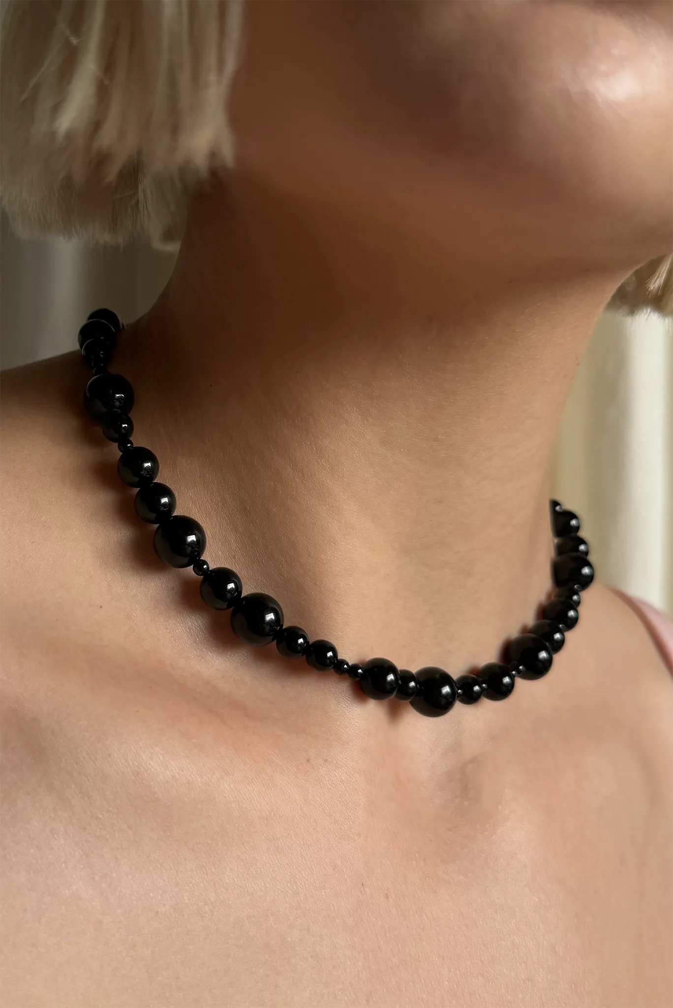 Black Beaded Necklace