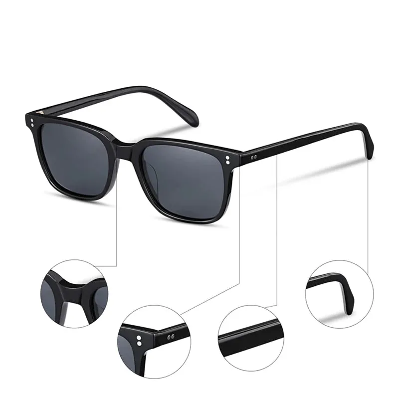 Black Mask Unisex Full Rim Rectangle Acetate Polarized Sunglasses Ov5031