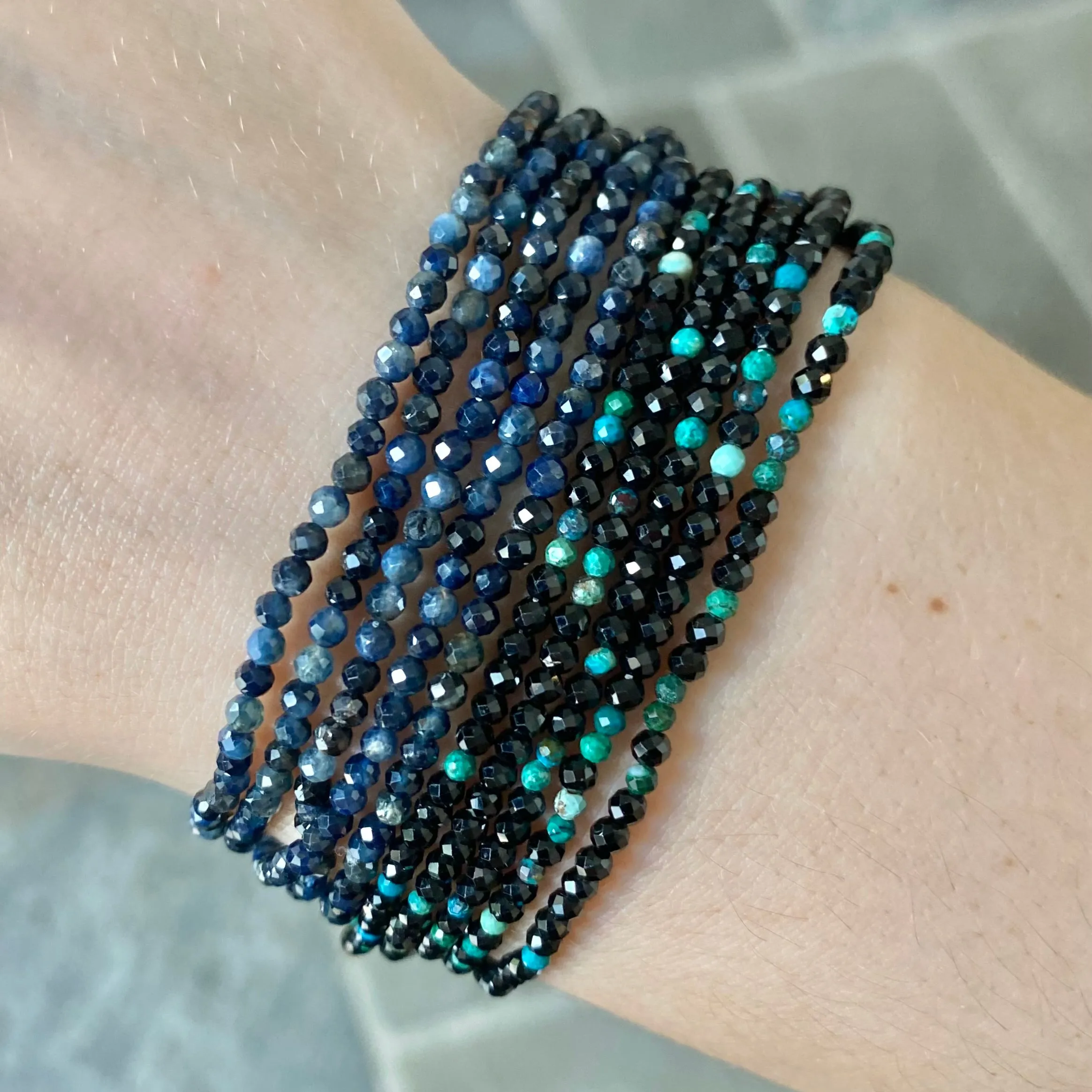 Black Spinel & Chrysocolla Bracelet