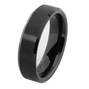 Black Tungsten Beveled Edge Wedding Ring 6mm