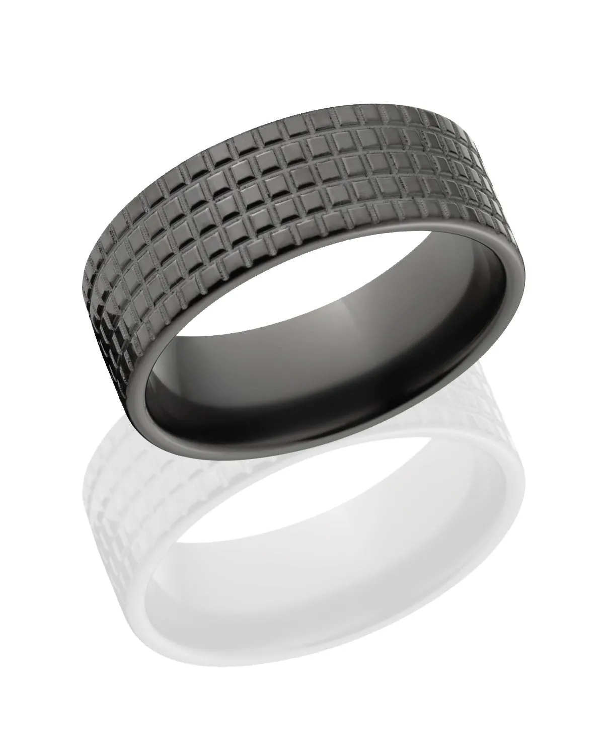 Black Zirconium Men's Wedding Band - Tire Tread Design