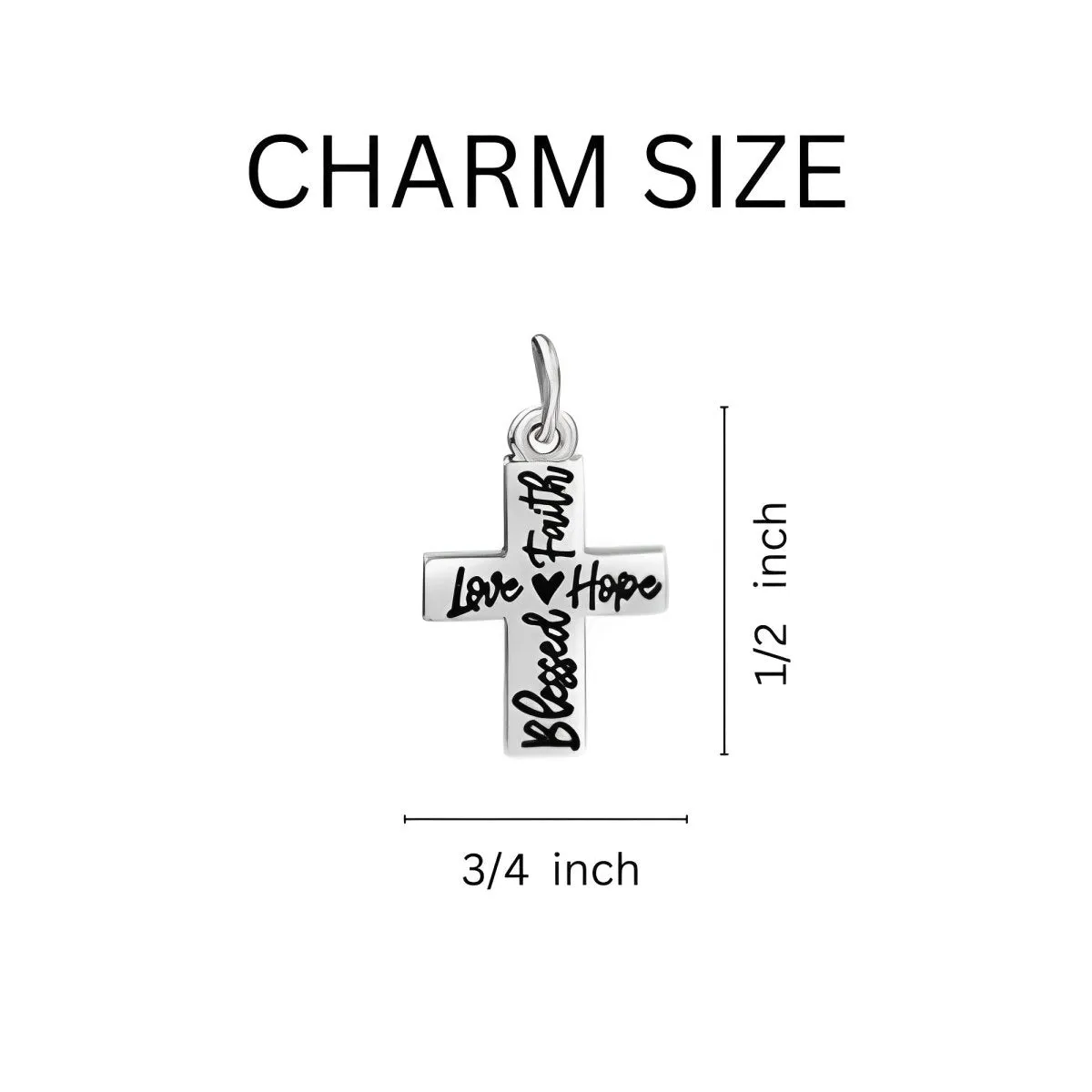 Blessed, Hope, Faith, and Love Cross Religious Earrings