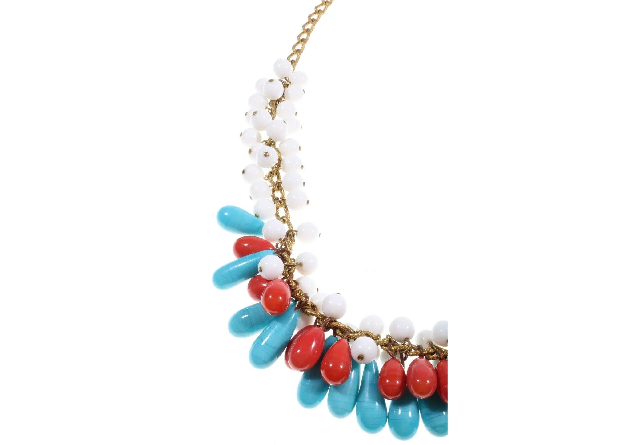 Blue and red beaded vintage necklace