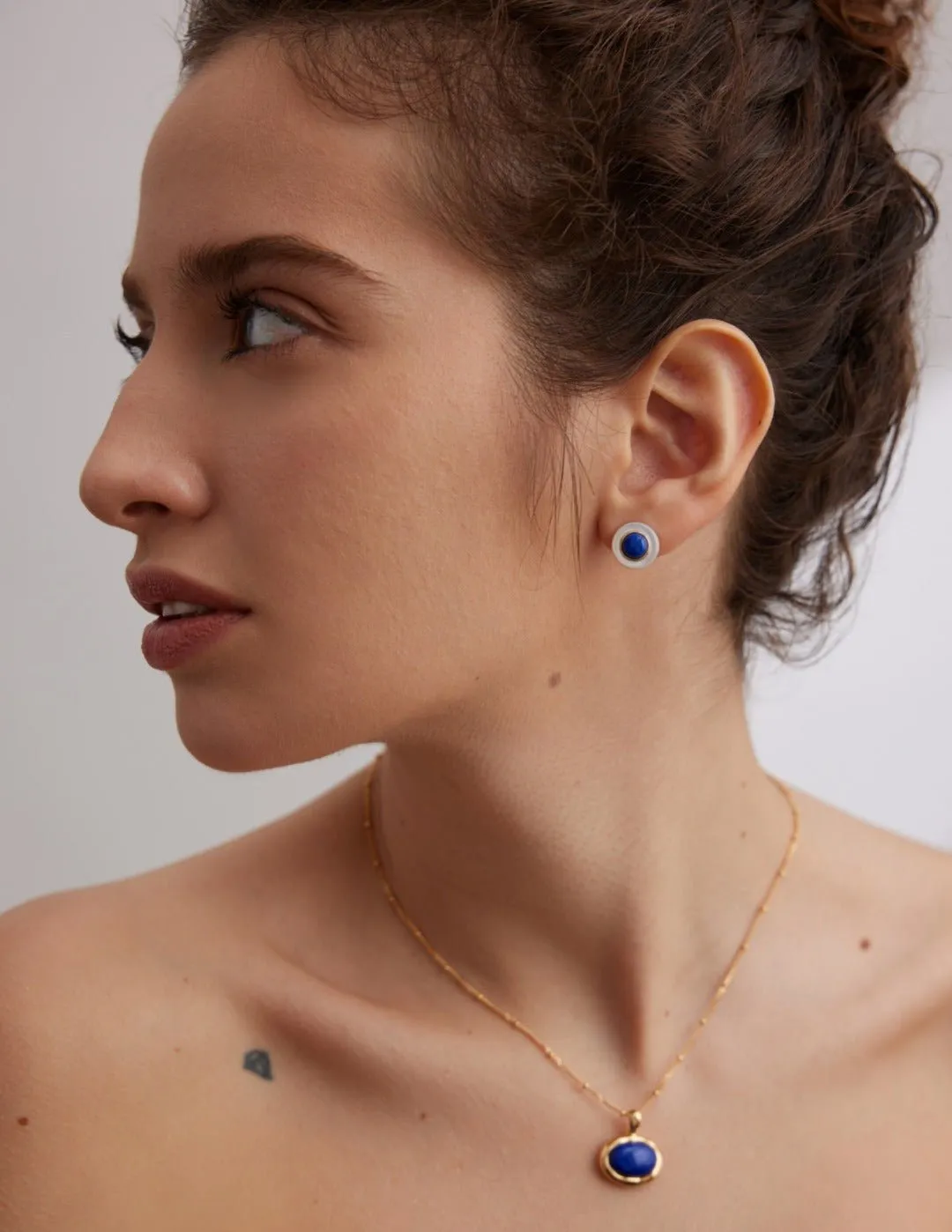 Blue and White Lapis Lazuli Earrings