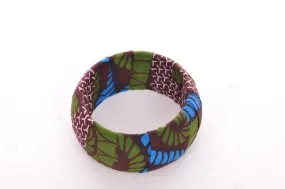 Blue Green African Print Bangle-DPBG3103