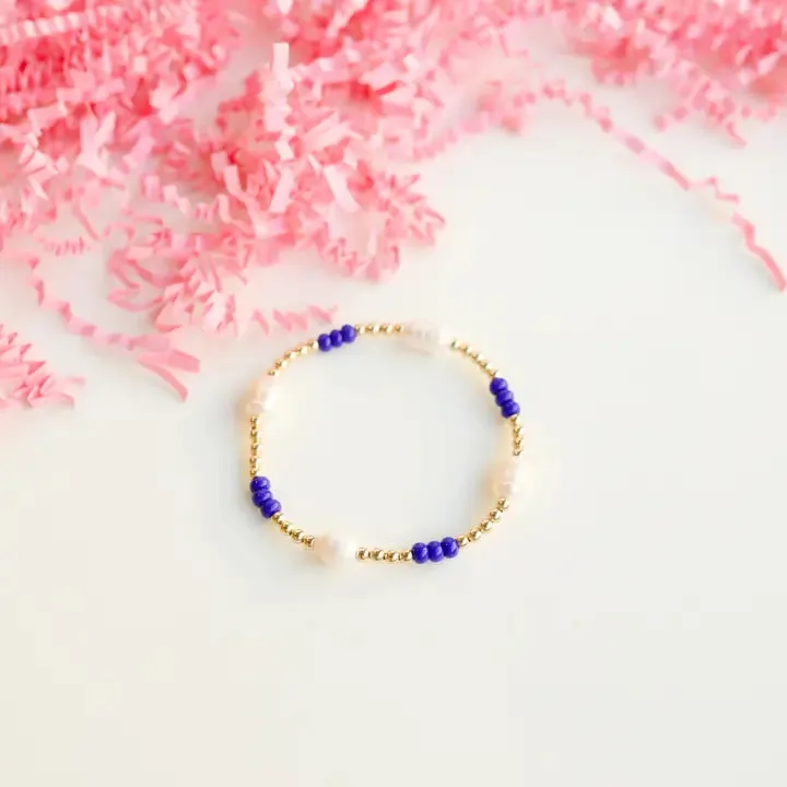 Blue School Spirit Pearl Poppi Bracelet