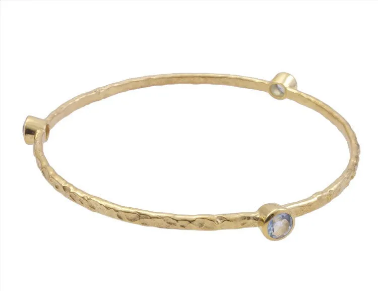 Blue Topaz Gold Plated Stacking Bangle