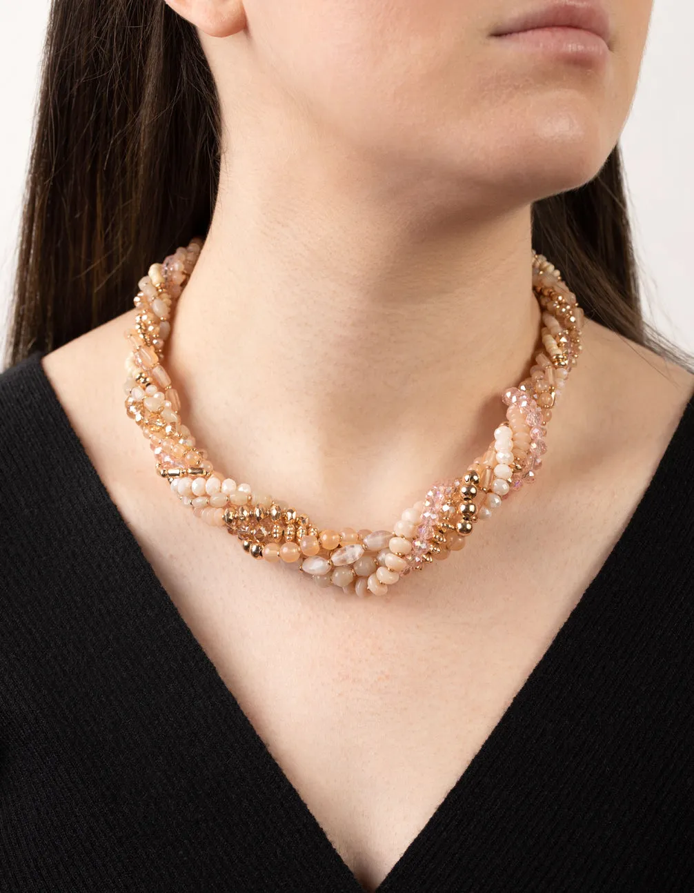 Blush Beaded Mix Twist Necklace