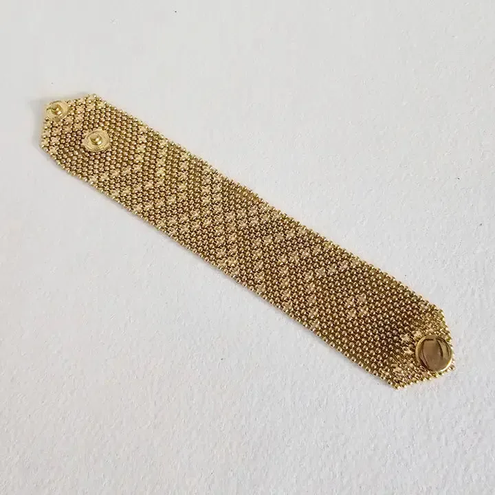 Brass Mesh Woven Beaded Bracelet