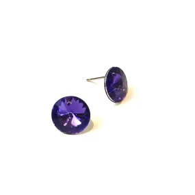 Bright Purple Coin Shine-On Stud Earrings