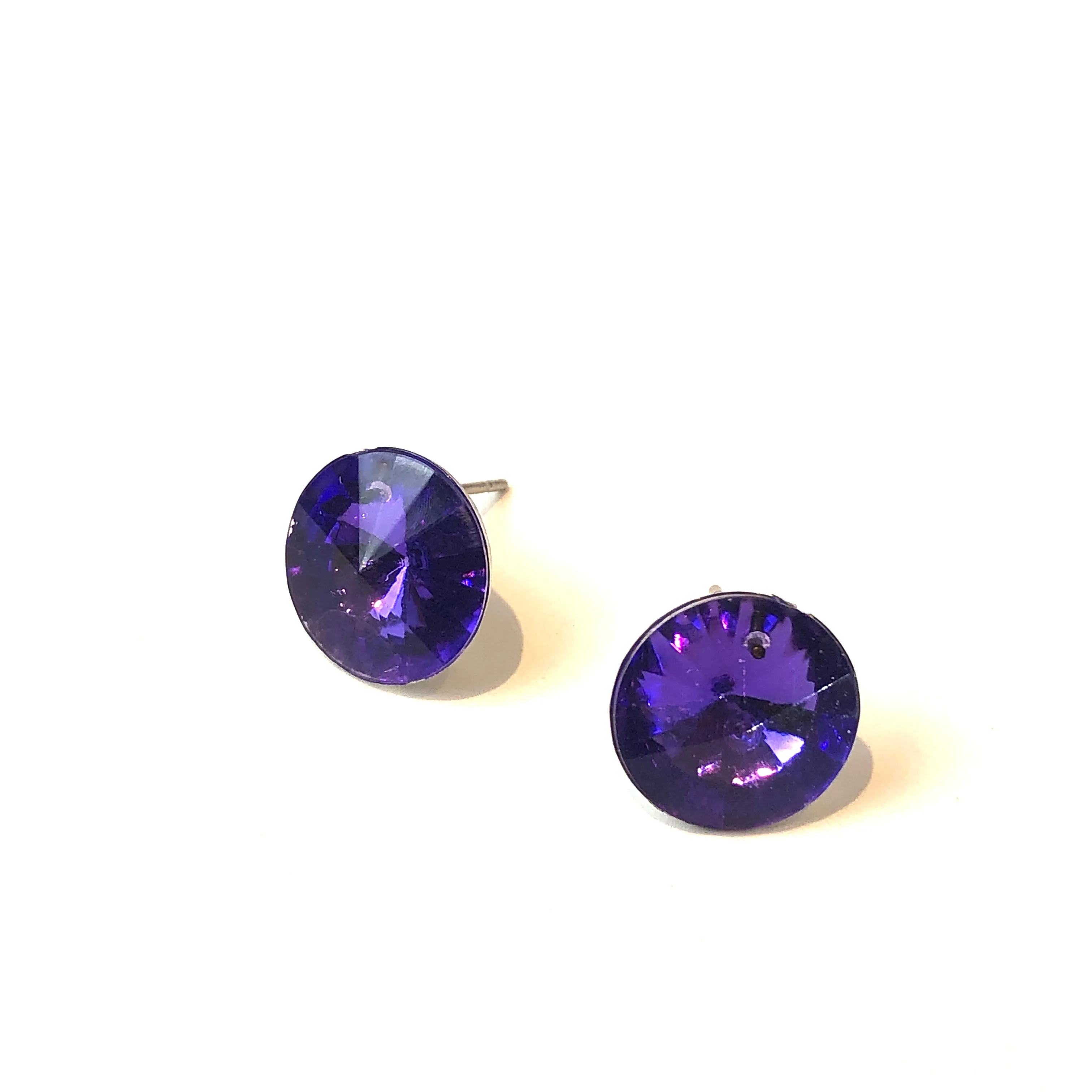 Bright Purple Coin Shine-On Stud Earrings