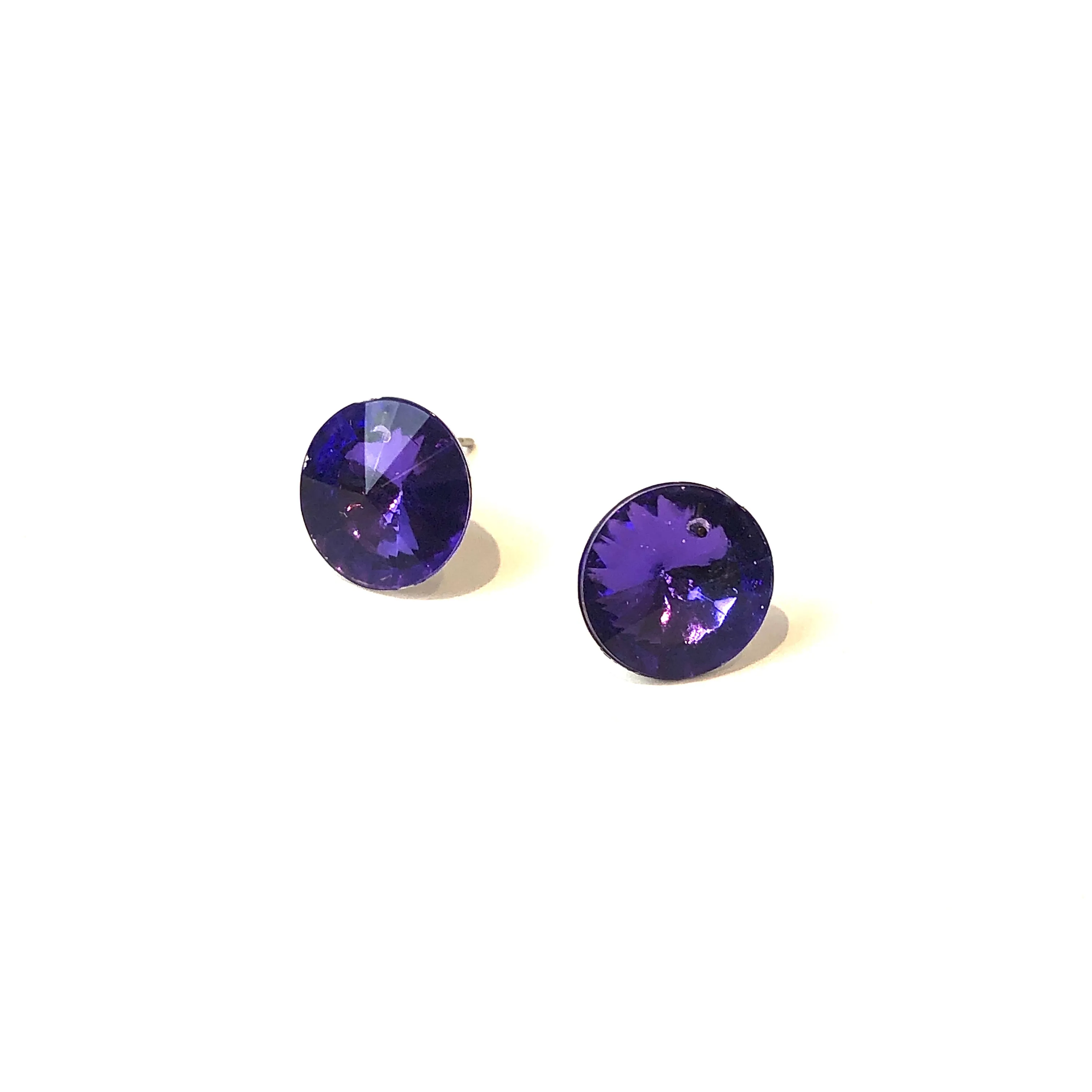 Bright Purple Coin Shine-On Stud Earrings