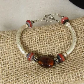 Brown Artisan Bead Bangle Bracelet