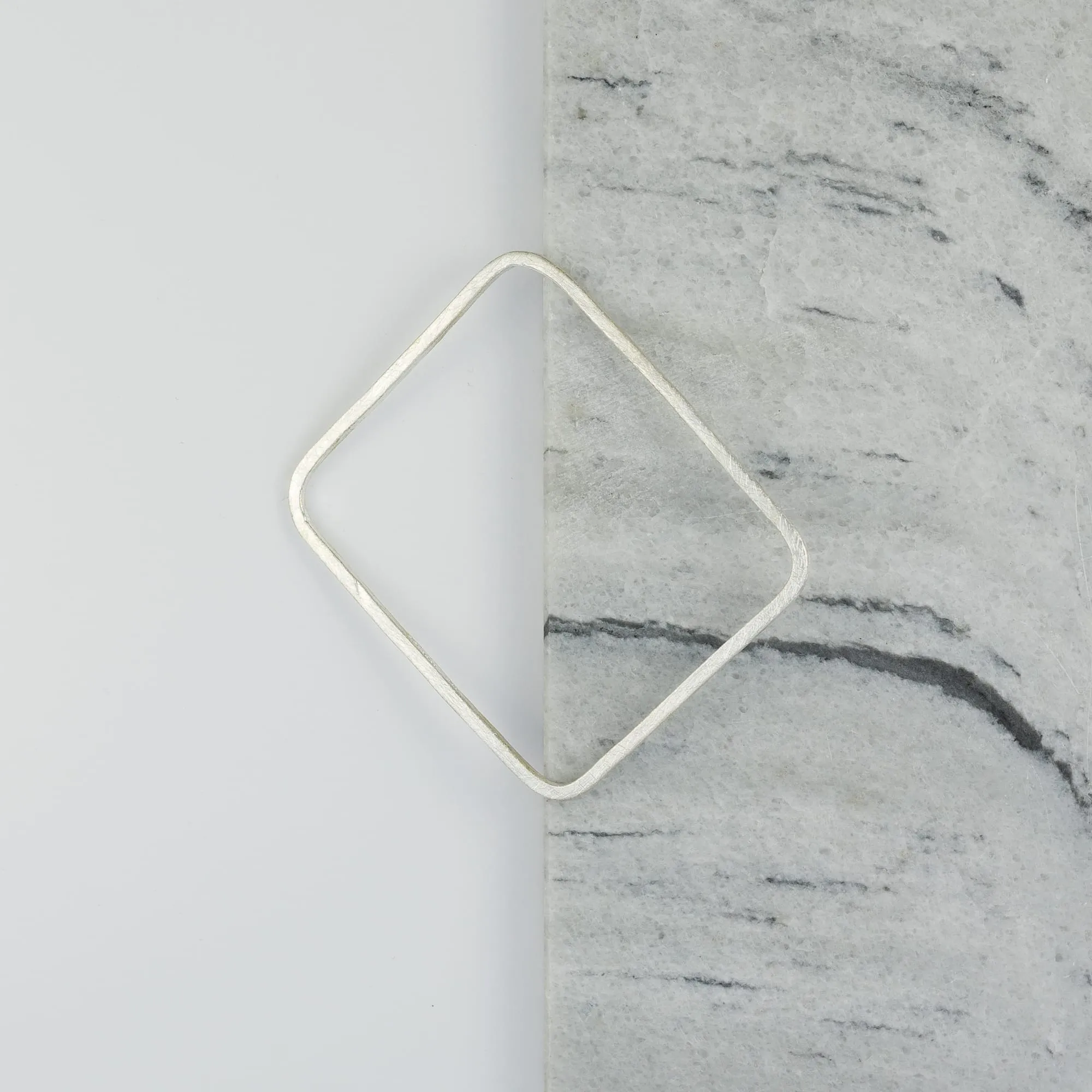 Brushed Fine Sterling Silver Square Bangle