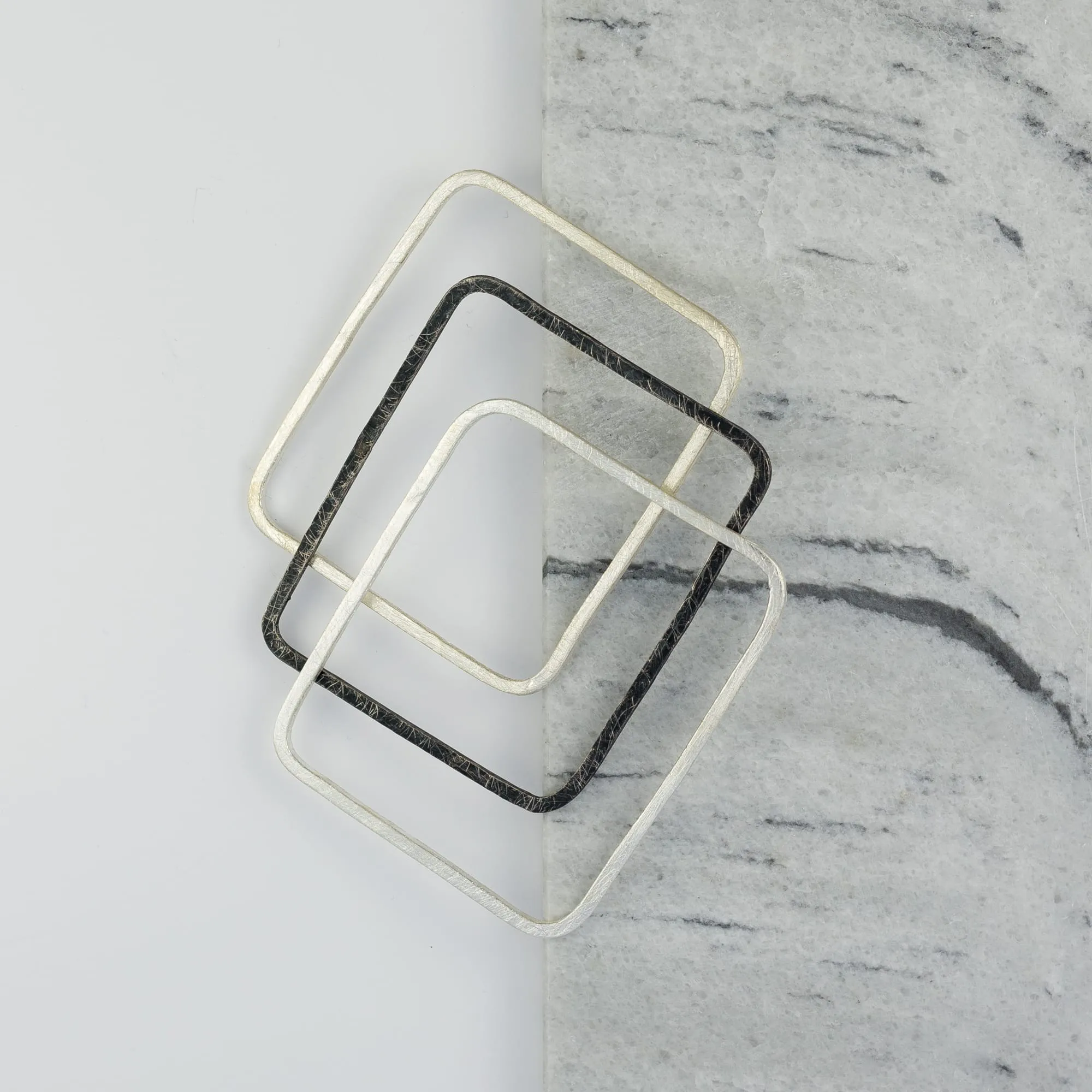 Brushed Fine Sterling Silver Square Bangle