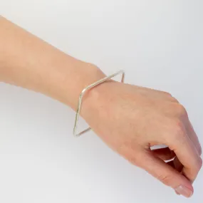 Brushed Fine Sterling Silver Square Bangle