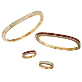 Bulgari Vintage Ruby Diamond Bracelet Ring Suite