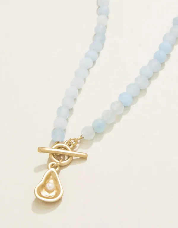 Calm Waters Necklace- 17" Aquamarine