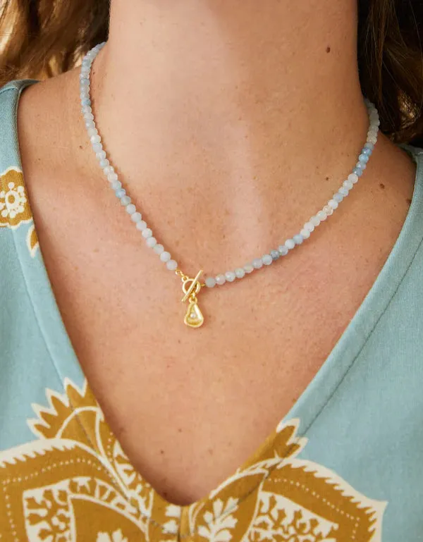 Calm Waters Necklace- 17" Aquamarine