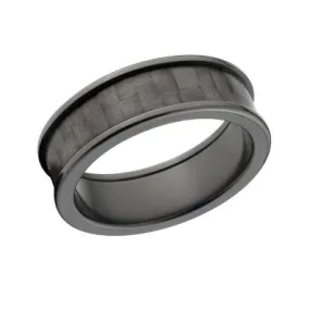 Carbon Fiber Inlay Ring, 7mm wide Black Zirconium Ring :7F BZ P