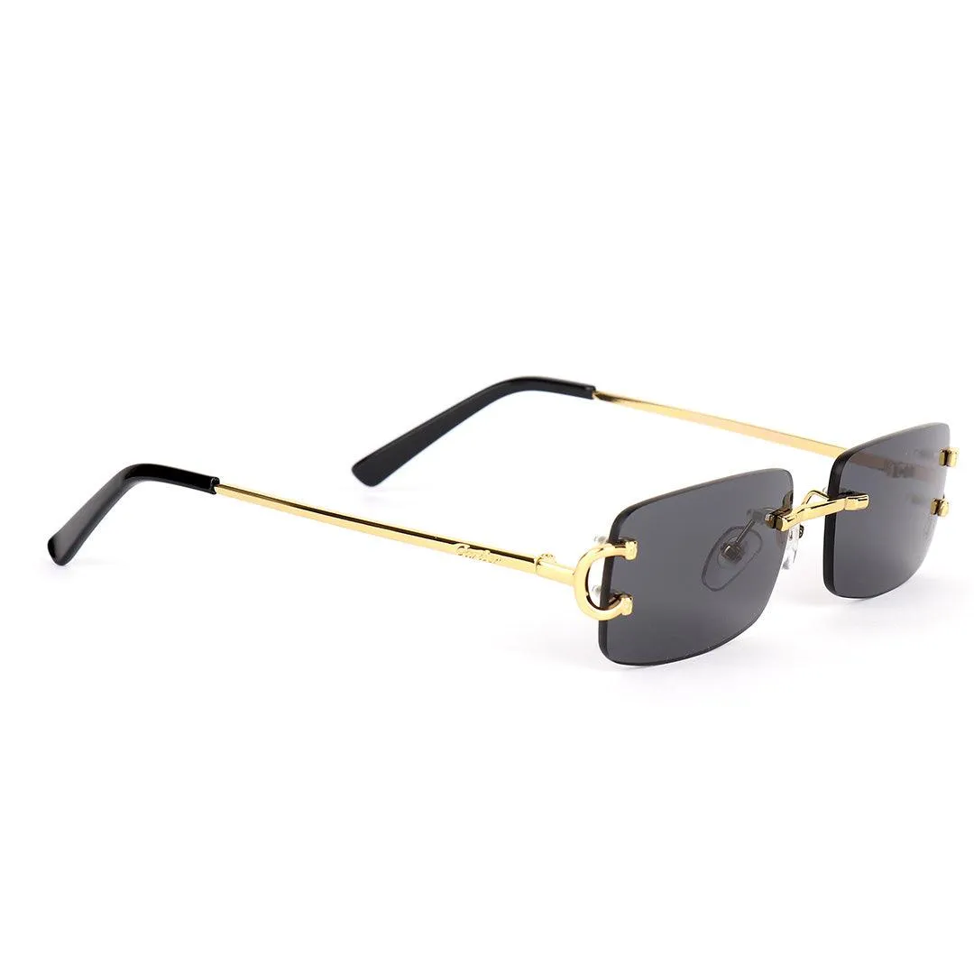 Cartier Exquisite Designed Black And Gold Metal Rimless Glasses