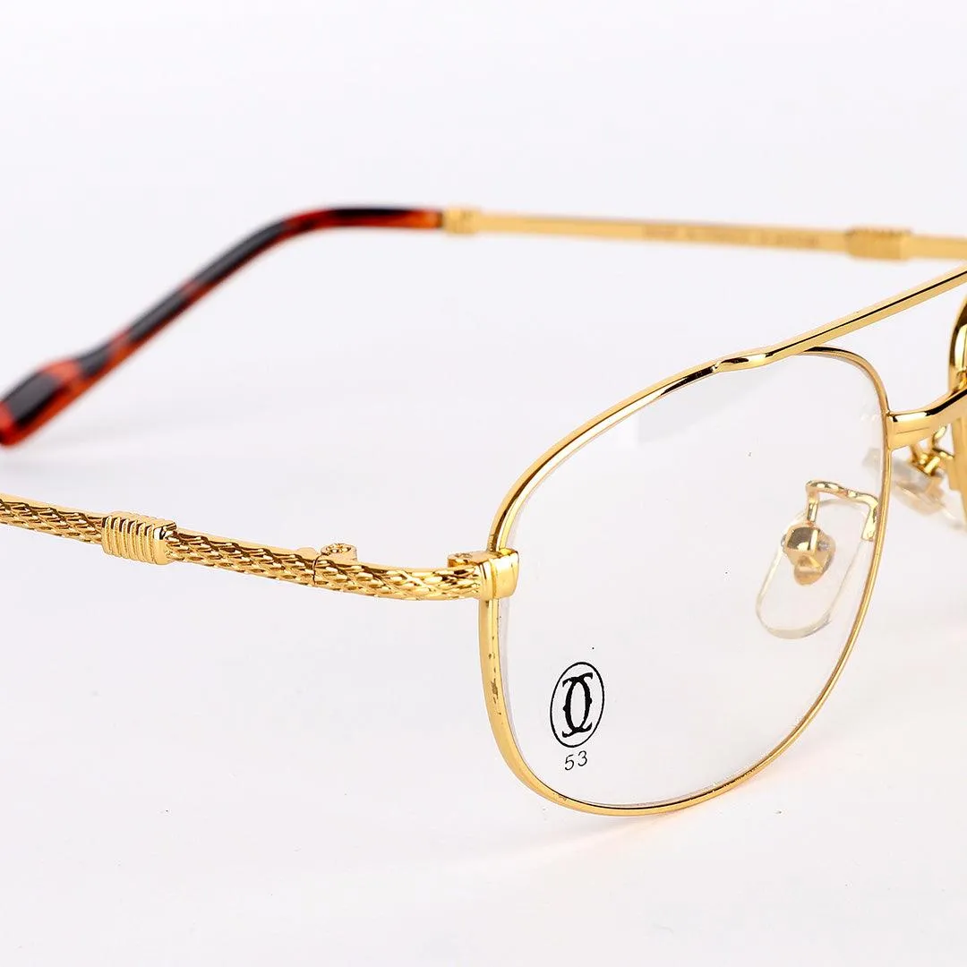 Cartier Metal Gold Vintage Classic Transparent Sunglasses