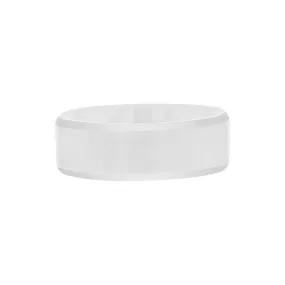 Casey White Ceramic Beveled Edge Wedding Ring